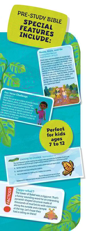 Pre-Study Bible Special Features Include: Perfect for kids ages 7 to 12